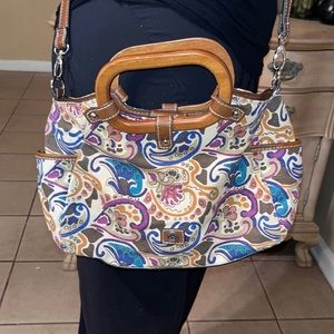 Vintage Relic Fossil Paisley Floral Crossbody Handbag Purse